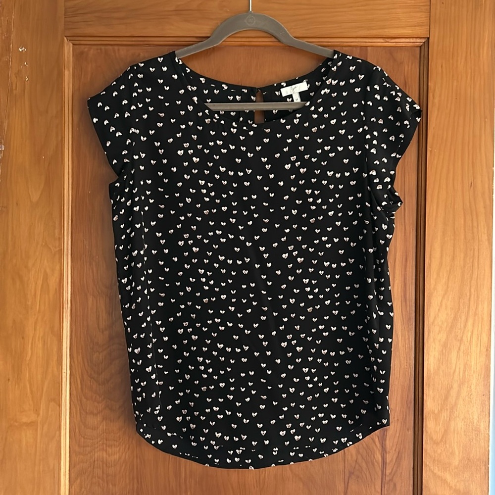 Joie Heart Motif Silk Blouse